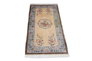 Tappeto di seta - seta cinese - 136 x 70 cm - blu