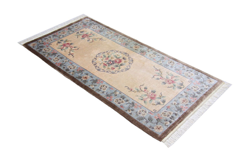 Tappeto di seta - seta cinese - 136 x 70 cm - blu