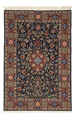 Tappeto orientale - Isfahan - Ordito di seta - 166 x 114 cm - blu scuro