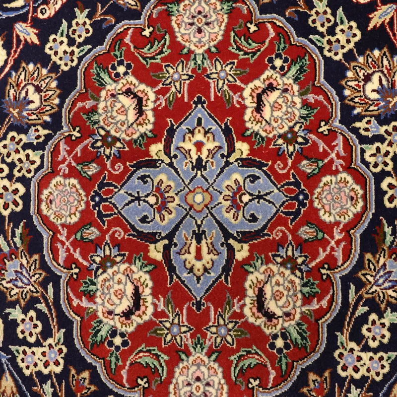 Tappeto orientale - Isfahan - Ordito di seta - 166 x 114 cm - blu scuro