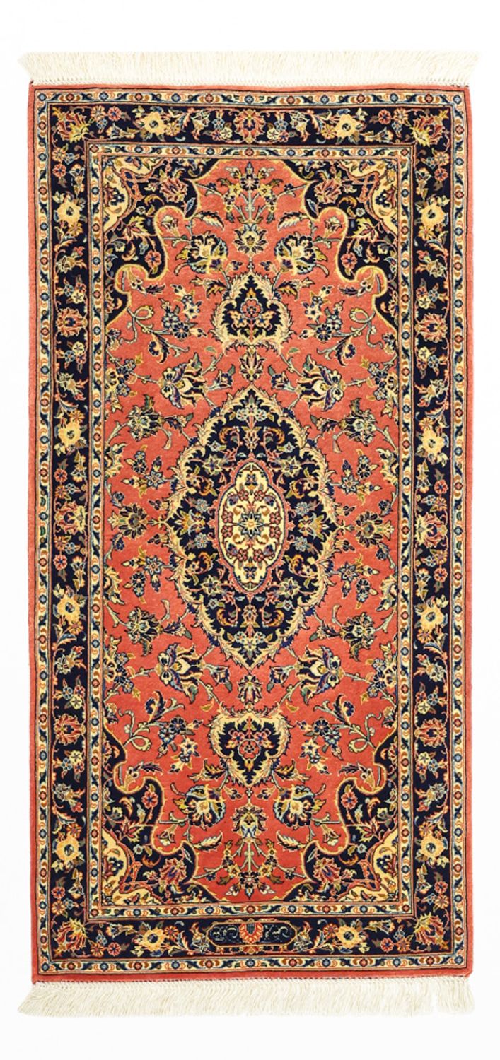 Tappeto Persero - Keshan - Ordito di seta - 122 x 59 cm - rosso