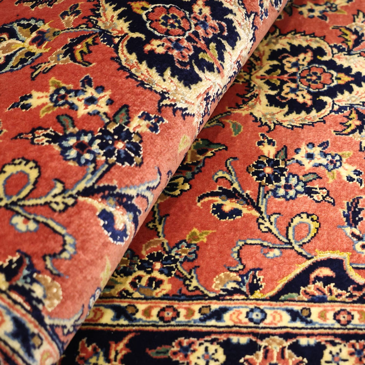 Tappeto Persero - Keshan - Ordito di seta - 122 x 59 cm - rosso