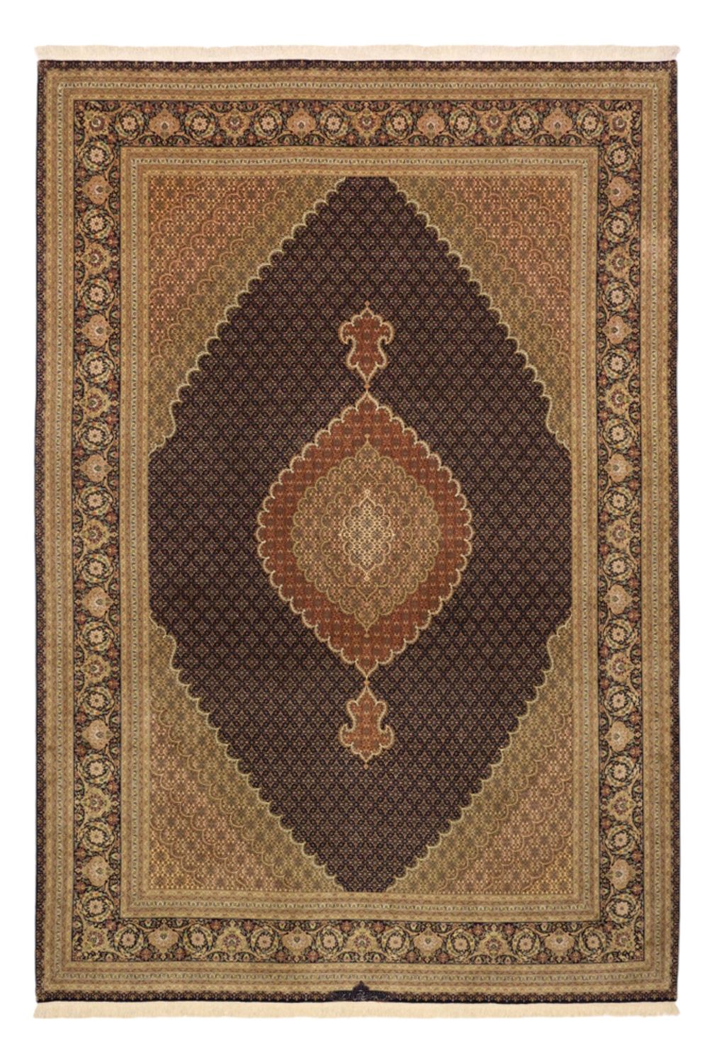 Tappeto Persero - Tabriz - Reale - Ordito di seta - 362 x 251 cm - beige scuro