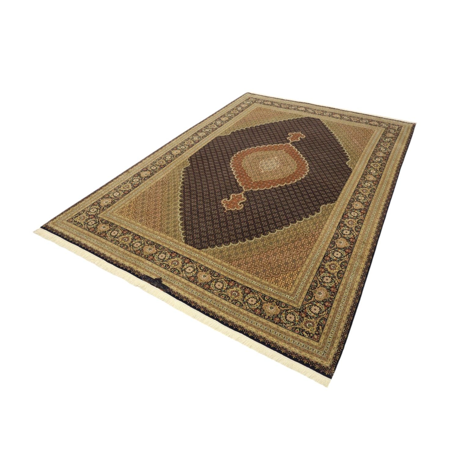 Tappeto Persero - Tabriz - Reale - Ordito di seta - 362 x 251 cm - beige scuro