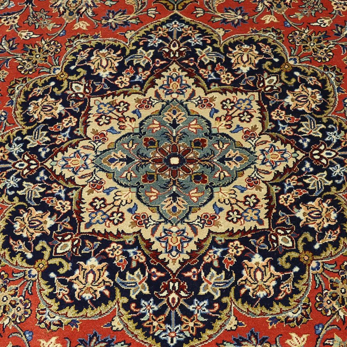 Tappeto Persero - Ghom - Reale - Ordito di seta - 220 x 141 cm - rosso