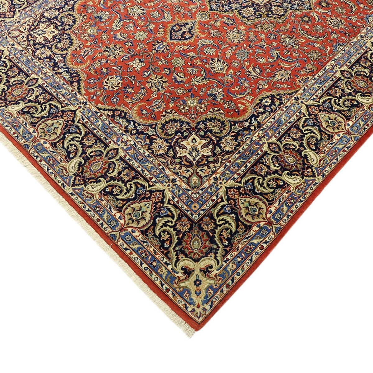 Tappeto Persero - Ghom - Reale - Ordito di seta - 220 x 141 cm - rosso