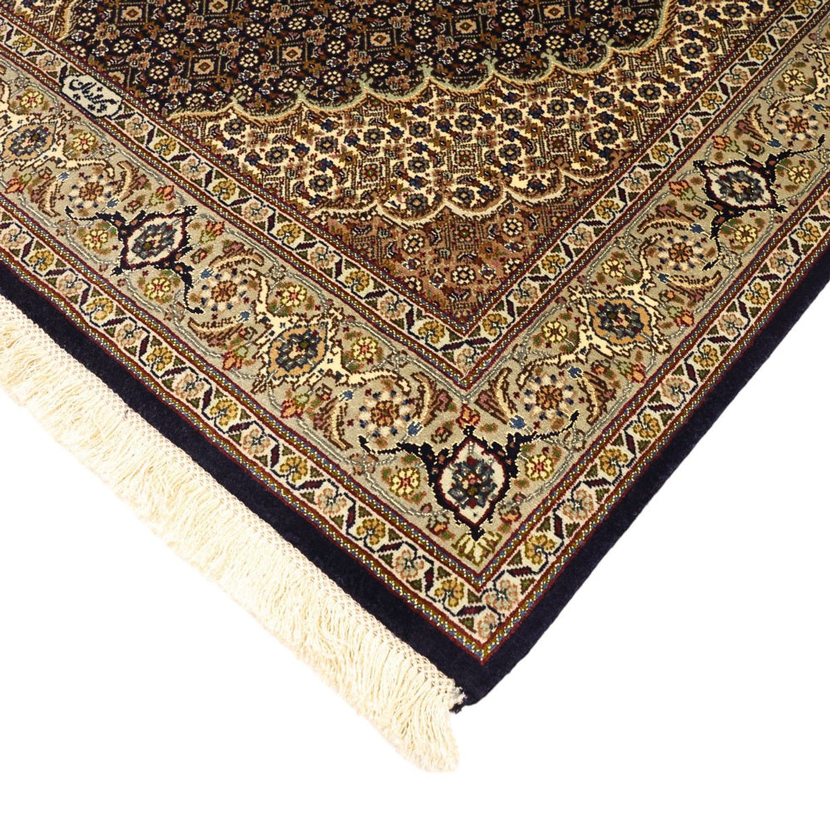 Tappeto Persero - Tabriz - Reale - Ordito di seta - 149 x 100 cm - beige scuro