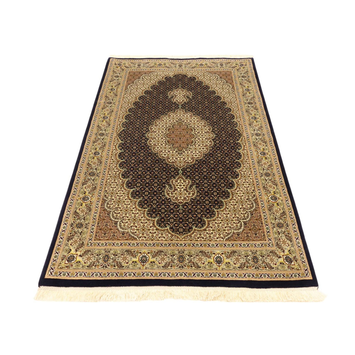 Tappeto Persero - Tabriz - Reale - Ordito di seta - 159 x 98 cm - beige scuro