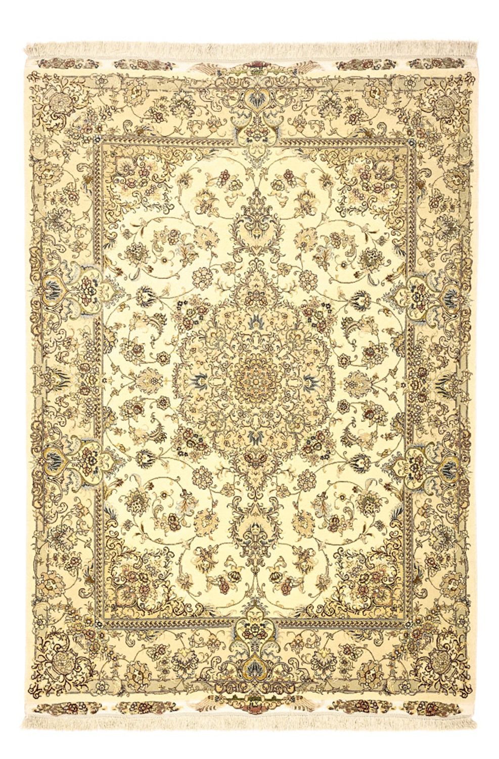 Tappeto Persero - Tabriz - Premio - Ordito di seta - 206 x 145 cm - beige