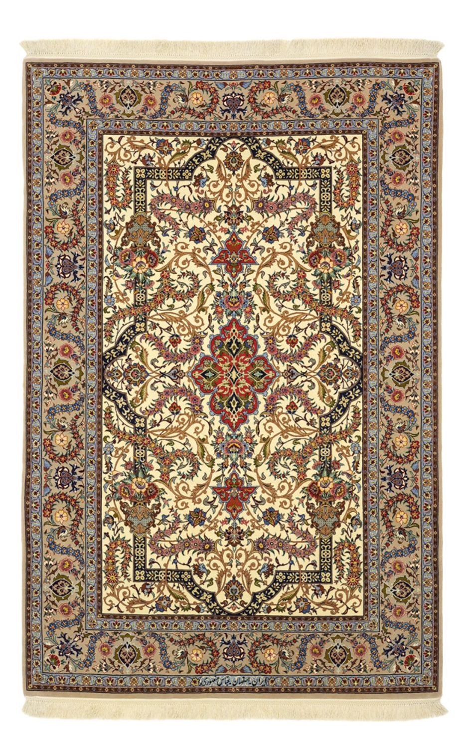 Tappeto Persero - Isfahan - Premio - Ordito di seta - 171 x 111 cm - beige