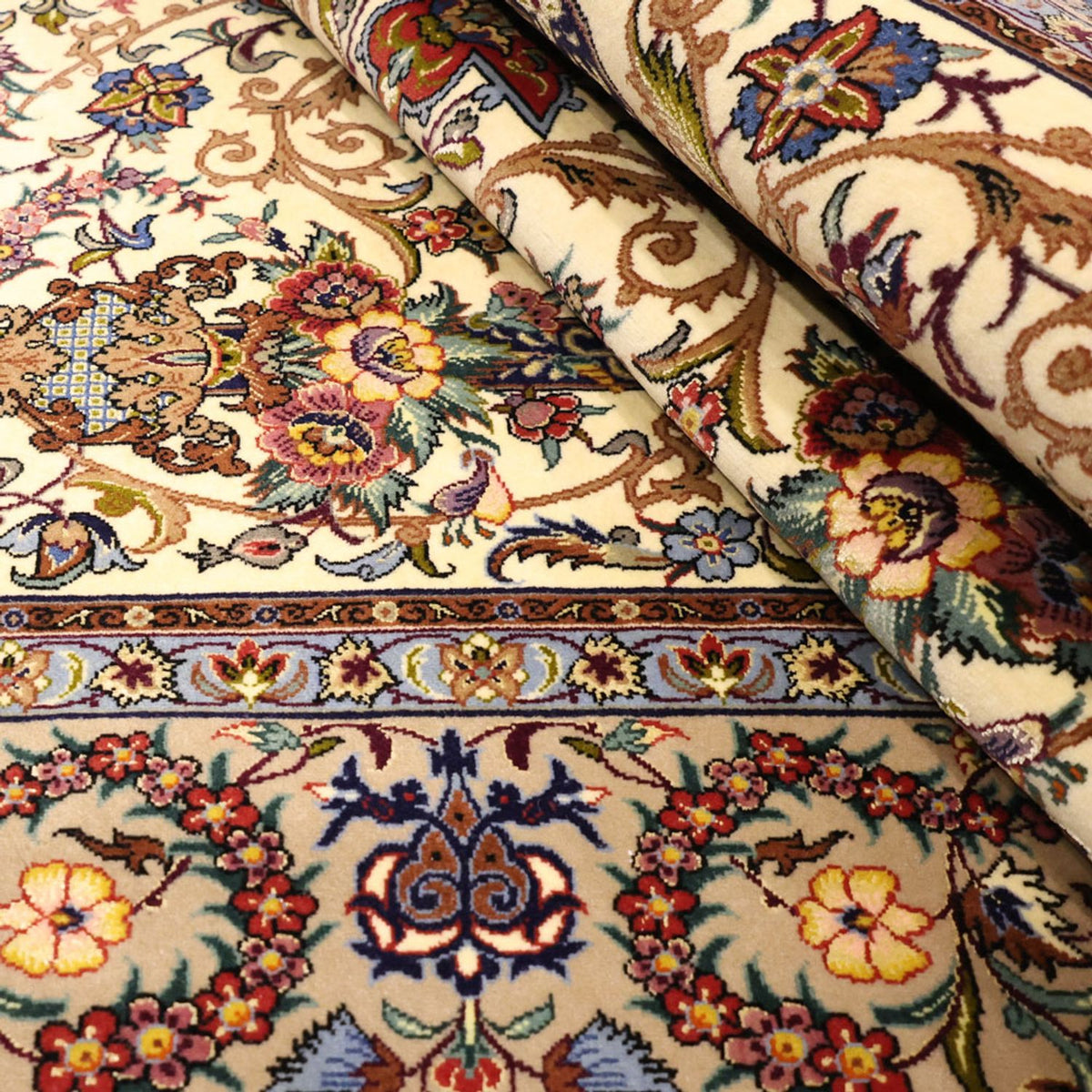 Tappeto Persero - Isfahan - Premio - Ordito di seta - 171 x 111 cm - beige