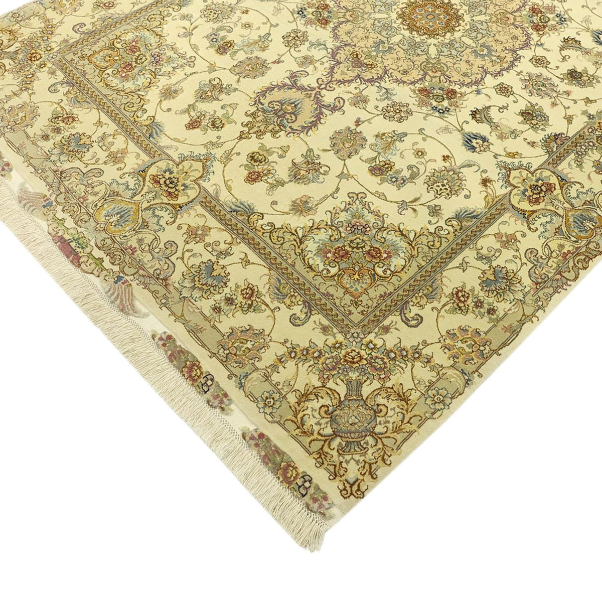 Tappeto Persero - Tabriz - Reale - Ordito di seta - 219 x 148 cm - beige