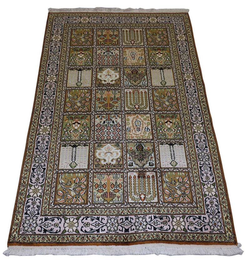 Tappeto di seta - Seta del Kashmir - 152 x 90 cm - marrone