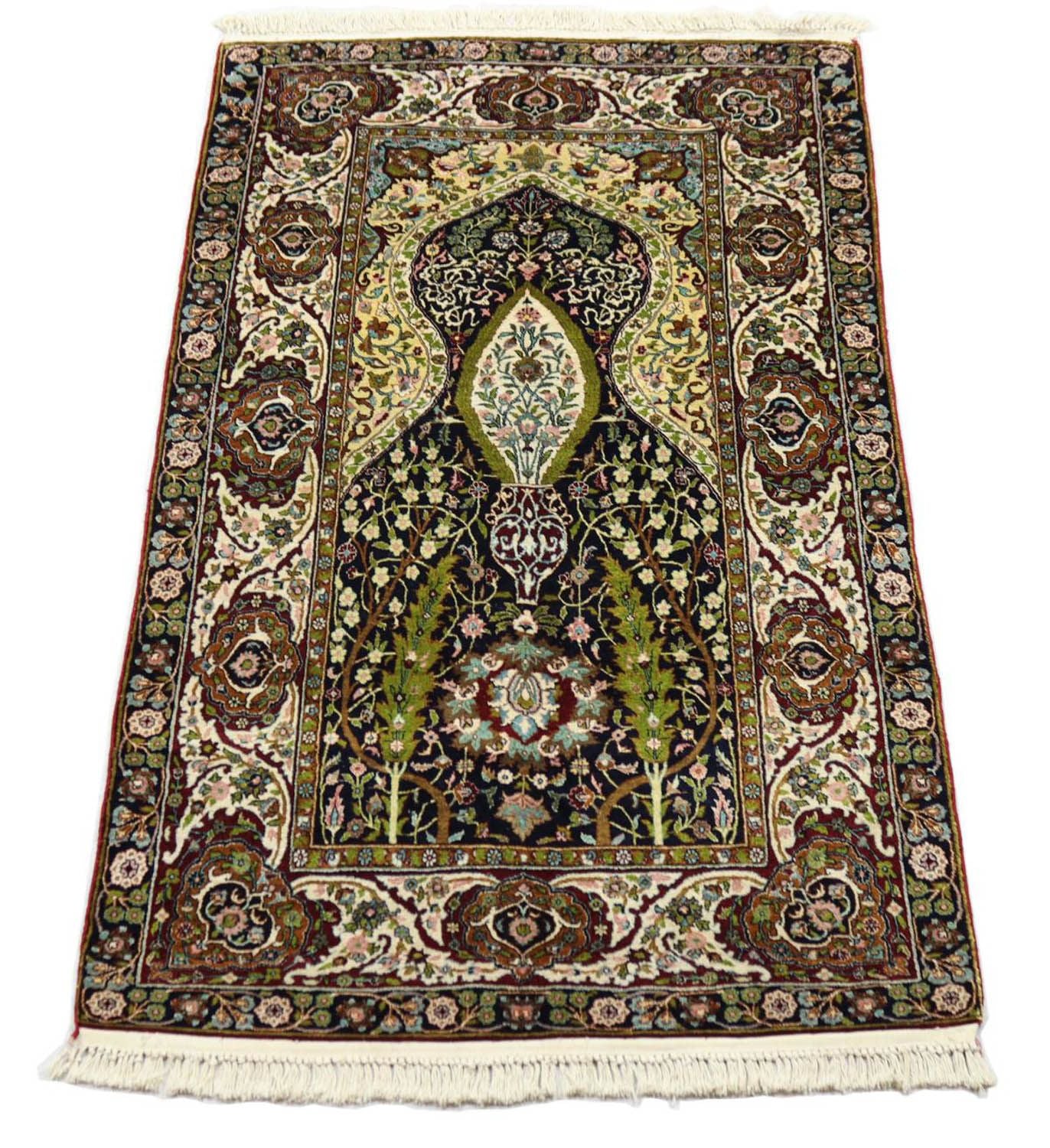 Tappeto di seta - Seta del Kashmir - 152 x 98 cm - nero