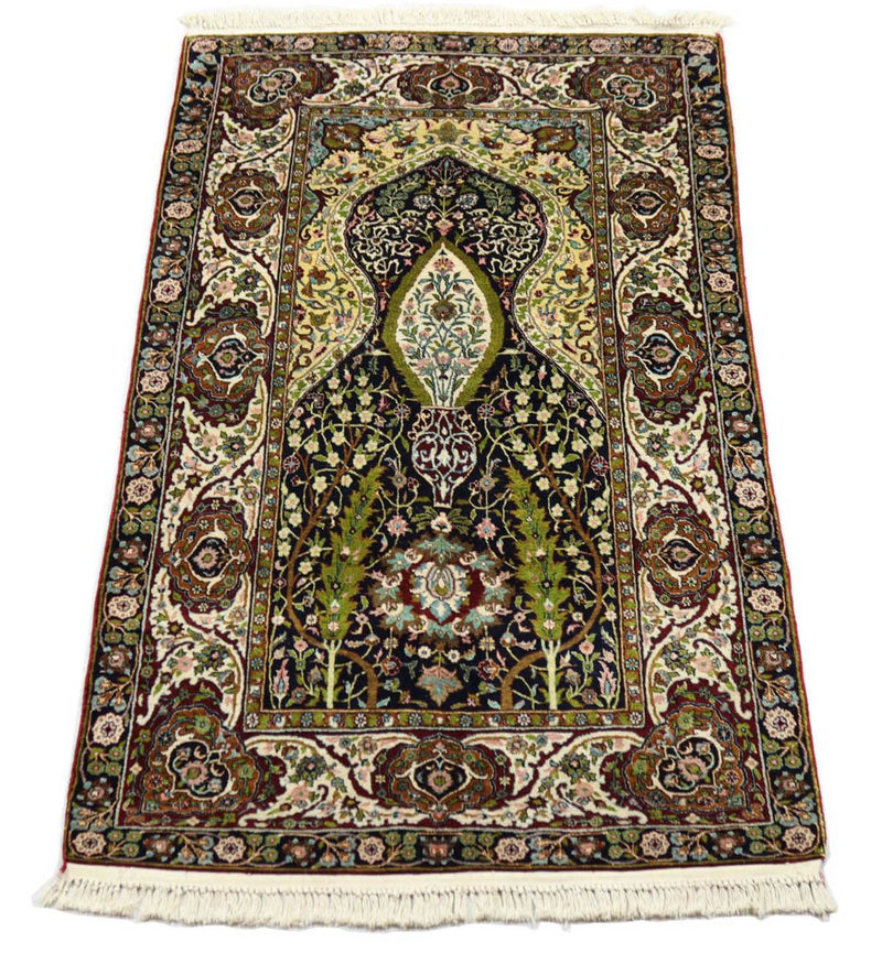 Tappeto di seta - Seta del Kashmir - 152 x 98 cm - nero