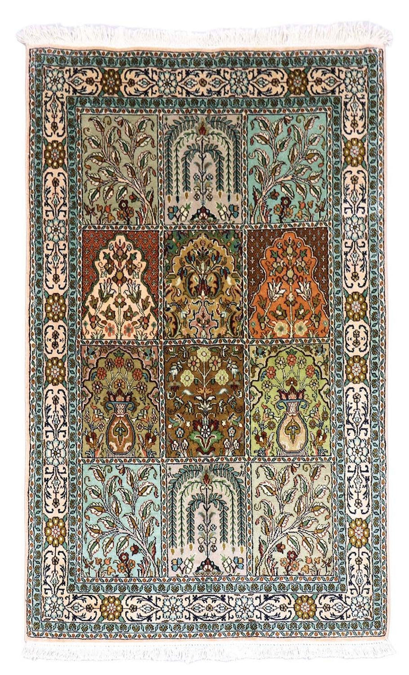 Tappeto di seta - Seta del Kashmir - 151 x 95 cm - turchese