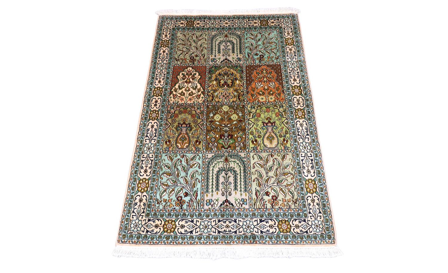 Tappeto di seta - Seta del Kashmir - 151 x 95 cm - turchese