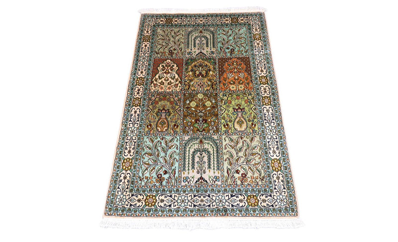 Tappeto di seta - Seta del Kashmir - 151 x 95 cm - turchese