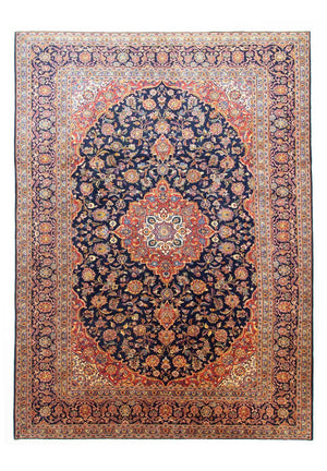 Tappeto Persero - Keshan - 396 x 287 cm - blu