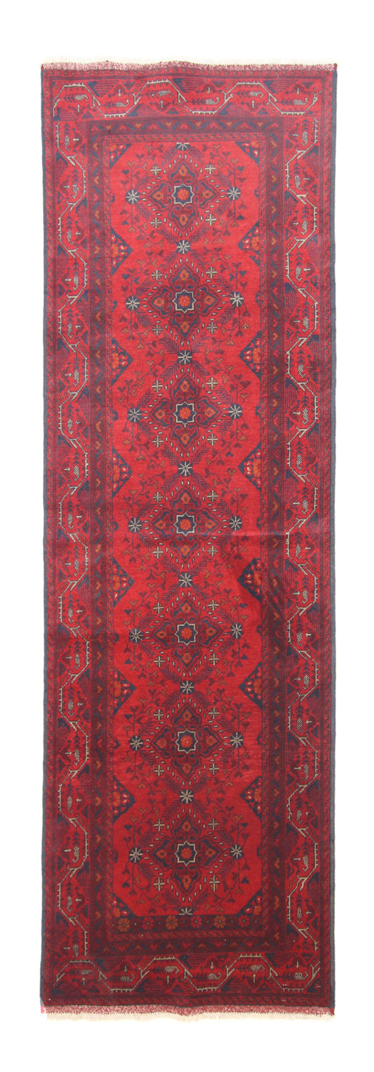 Tappeto corsia Tappeto afgano - Kunduz - 299 x 86 cm - rosso scuro