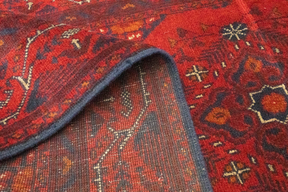 Tappeto corsia Tappeto afgano - Kunduz - 299 x 86 cm - rosso scuro