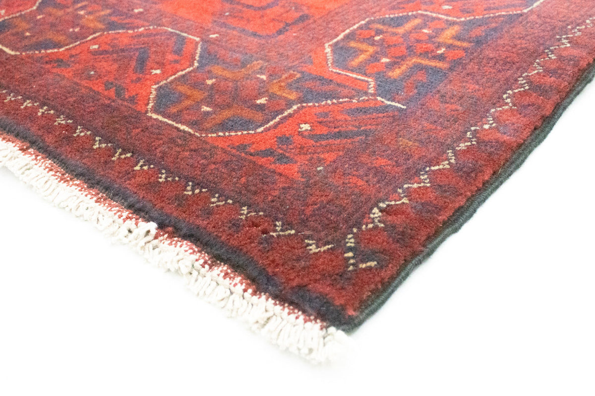 Tappeto corsia Tappeto afgano - Kunduz - 287 x 83 cm - rosso scuro