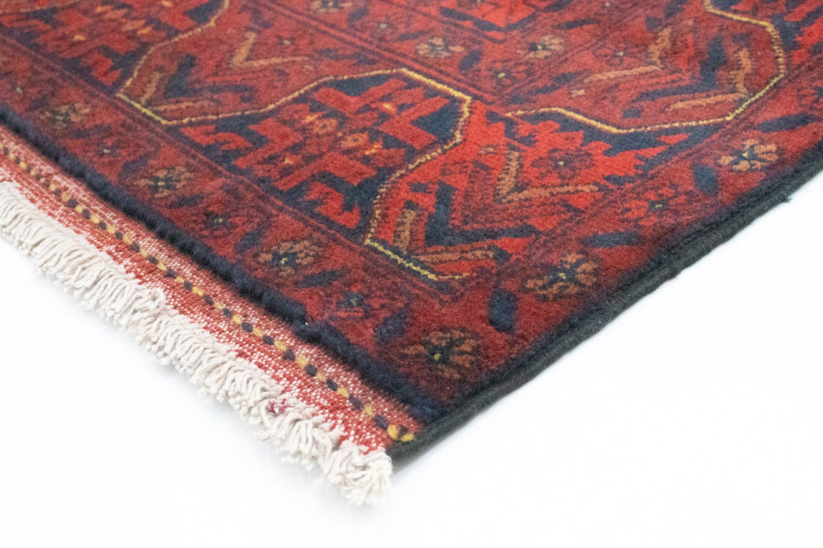 Tappeto corsia Tappeto afgano - Kunduz - 290 x 80 cm - rosso scuro