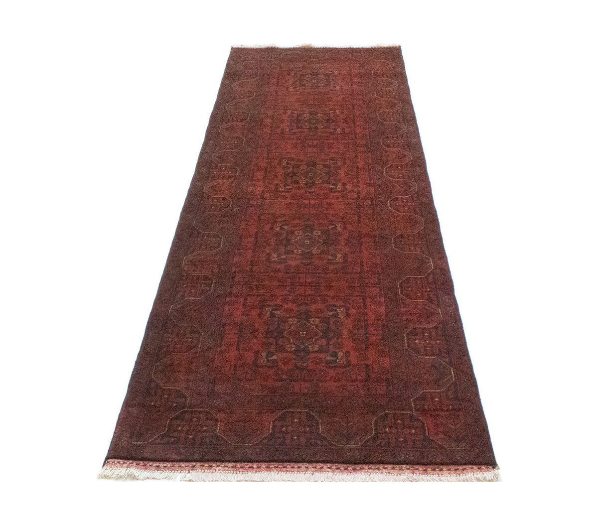 Tappeto corsia Tappeto afgano - Kunduz - 290 x 80 cm - rosso scuro