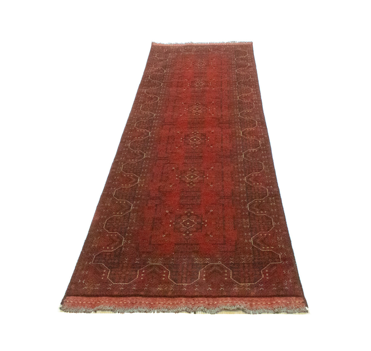 Tappeto corsia Tappeto afgano - Kunduz - 294 x 80 cm - rosso