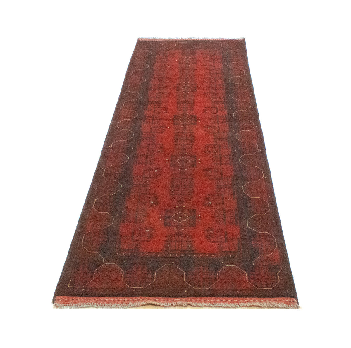 Tappeto corsia Tappeto afgano - Kunduz - 289 x 77 cm - rosso
