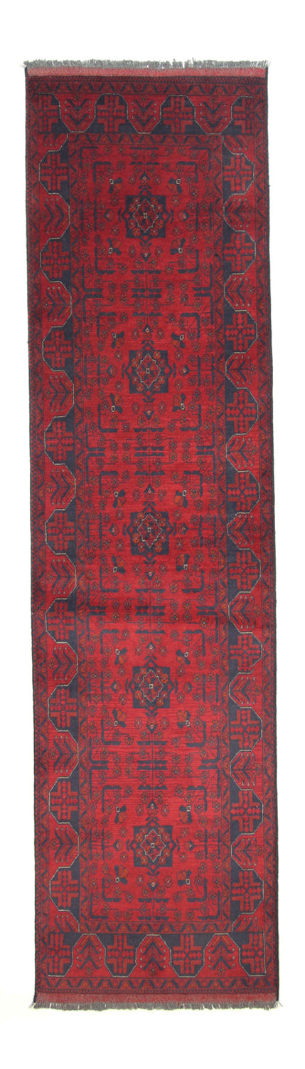 Tappeto corsia Tappeto afgano - Kunduz - 296 x 77 cm - rosso