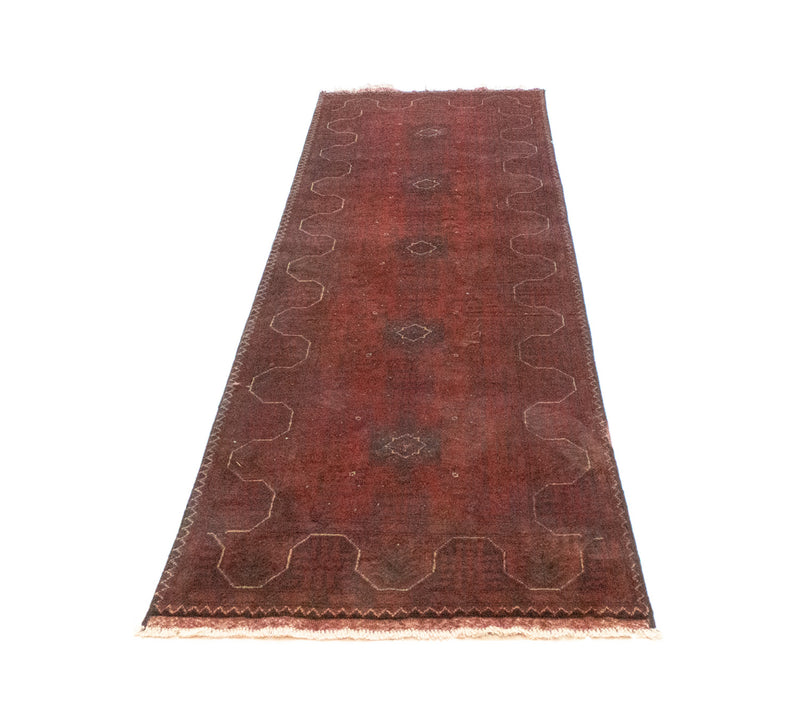 Tappeto corsia Tappeto afgano - Kunduz - 290 x 79 cm - rosso scuro