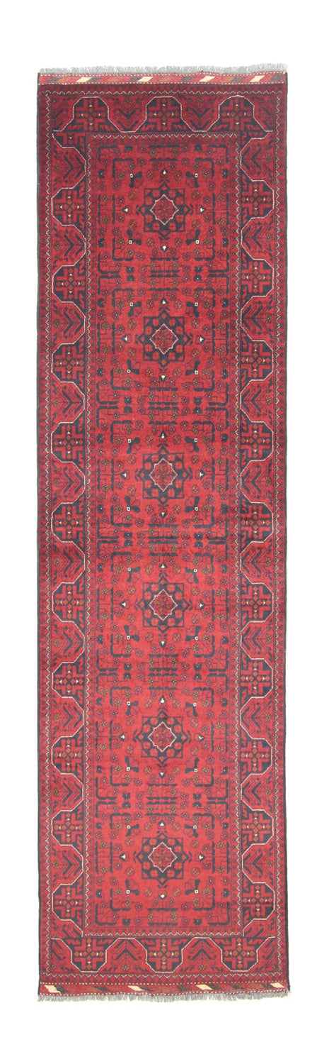 Tappeto corsia Tappeto afgano - Kunduz - 302 x 78 cm - rosso