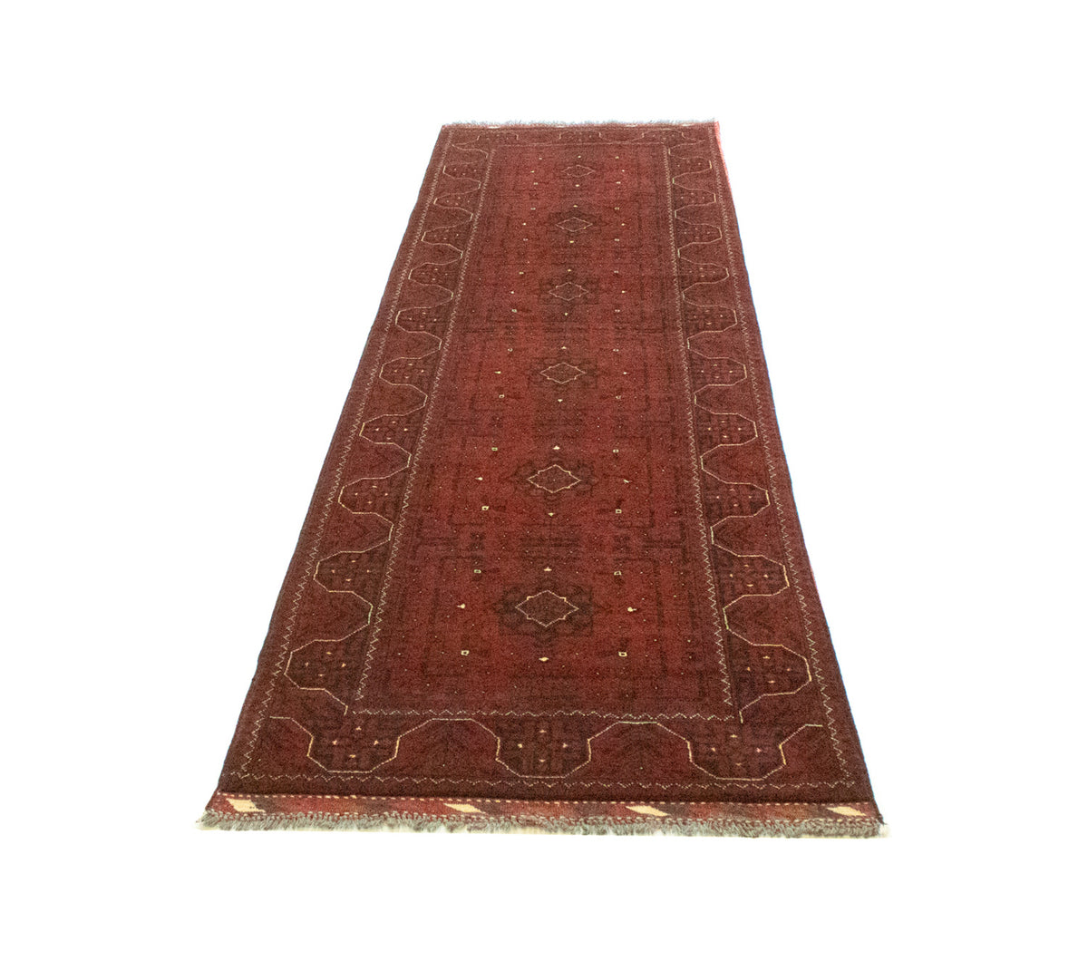 Tappeto corsia Tappeto afgano - Kunduz - 302 x 78 cm - rosso