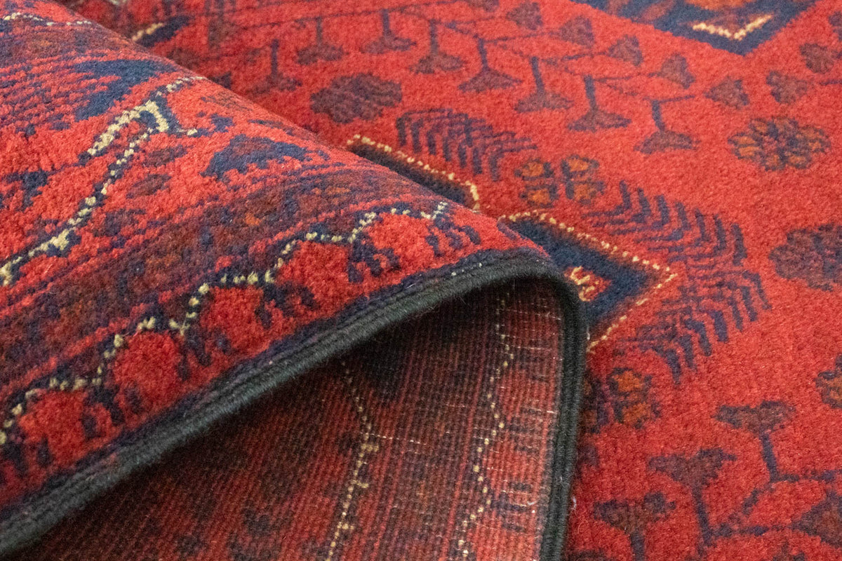 Tappeto corsia Tappeto afgano - Kunduz - 296 x 84 cm - rosso scuro