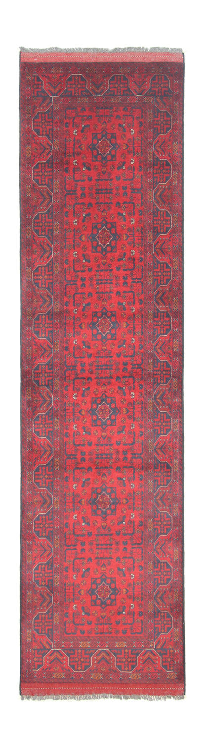 Tappeto corsia Tappeto afgano - Kunduz - 297 x 74 cm - rosso