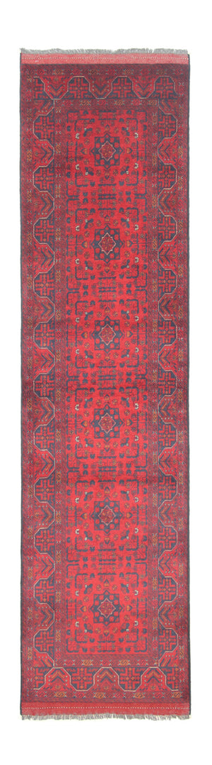 Tappeto corsia Tappeto afgano - Kunduz - 297 x 74 cm - rosso