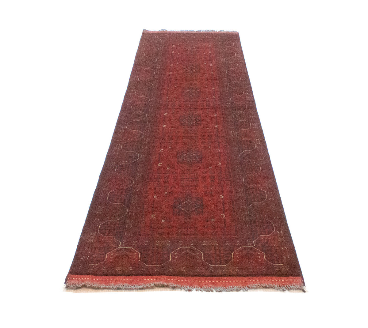 Tappeto corsia Tappeto afgano - Kunduz - 297 x 74 cm - rosso