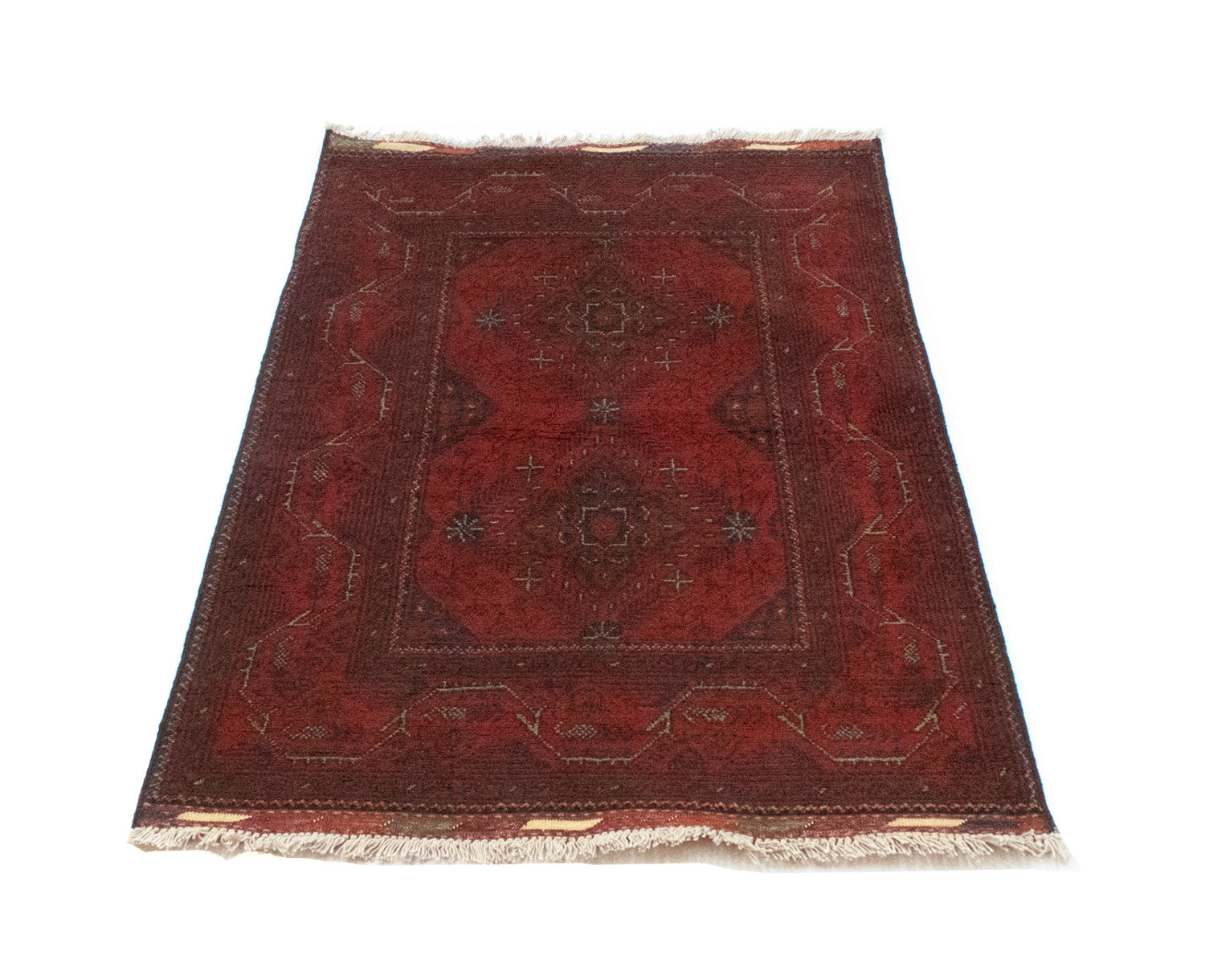 Tappeto afgano - Kunduz - 123 x 75 cm - rosso scuro