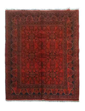 Tappeto afgano - Kunduz - 193 x 151 cm - rosso