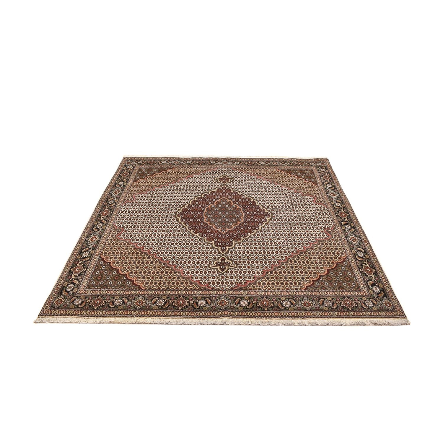 Tappeto Persero - Tabriz - Reale quadrato  - 200 x 200 cm - marrone chiaro