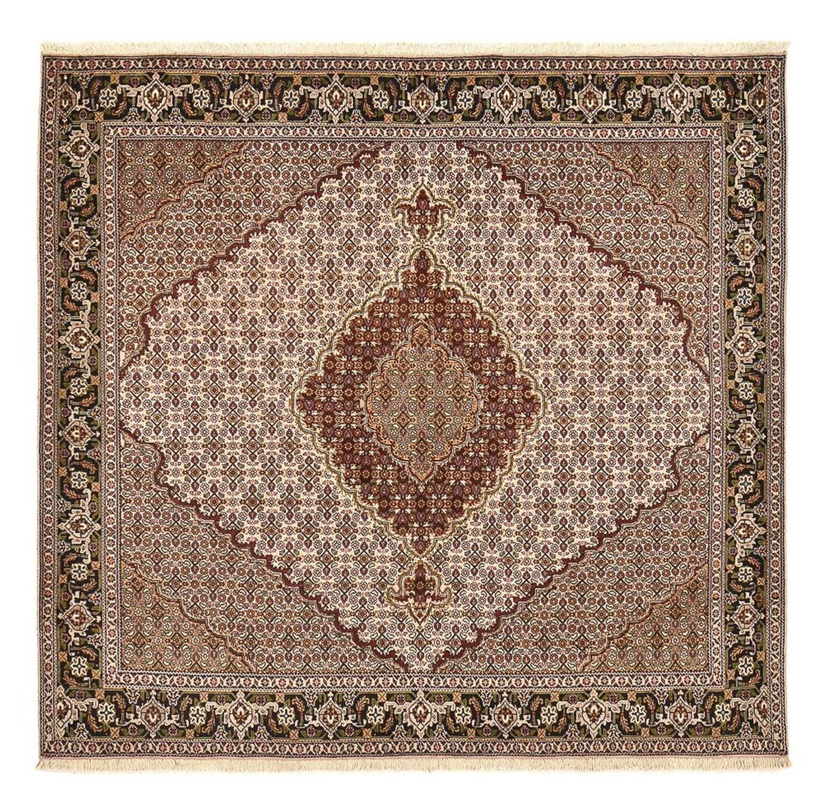 Tappeto Persero - Tabriz - Reale quadrato  - 202 x 196 cm - marrone chiaro