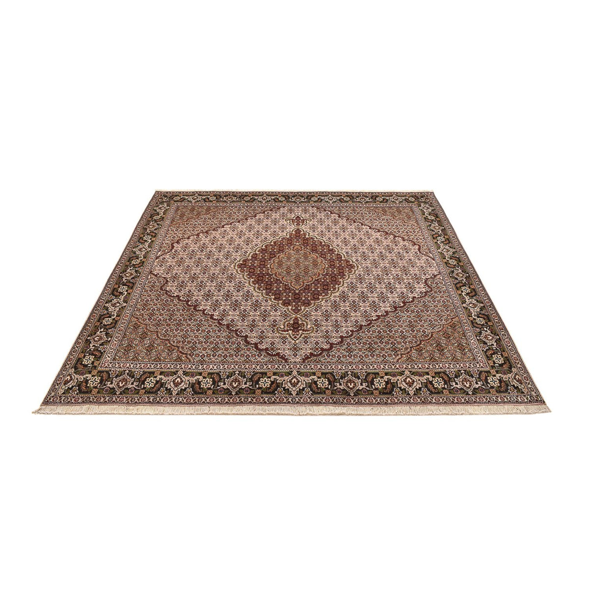 Tappeto Persero - Tabriz - Reale quadrato  - 202 x 196 cm - marrone chiaro