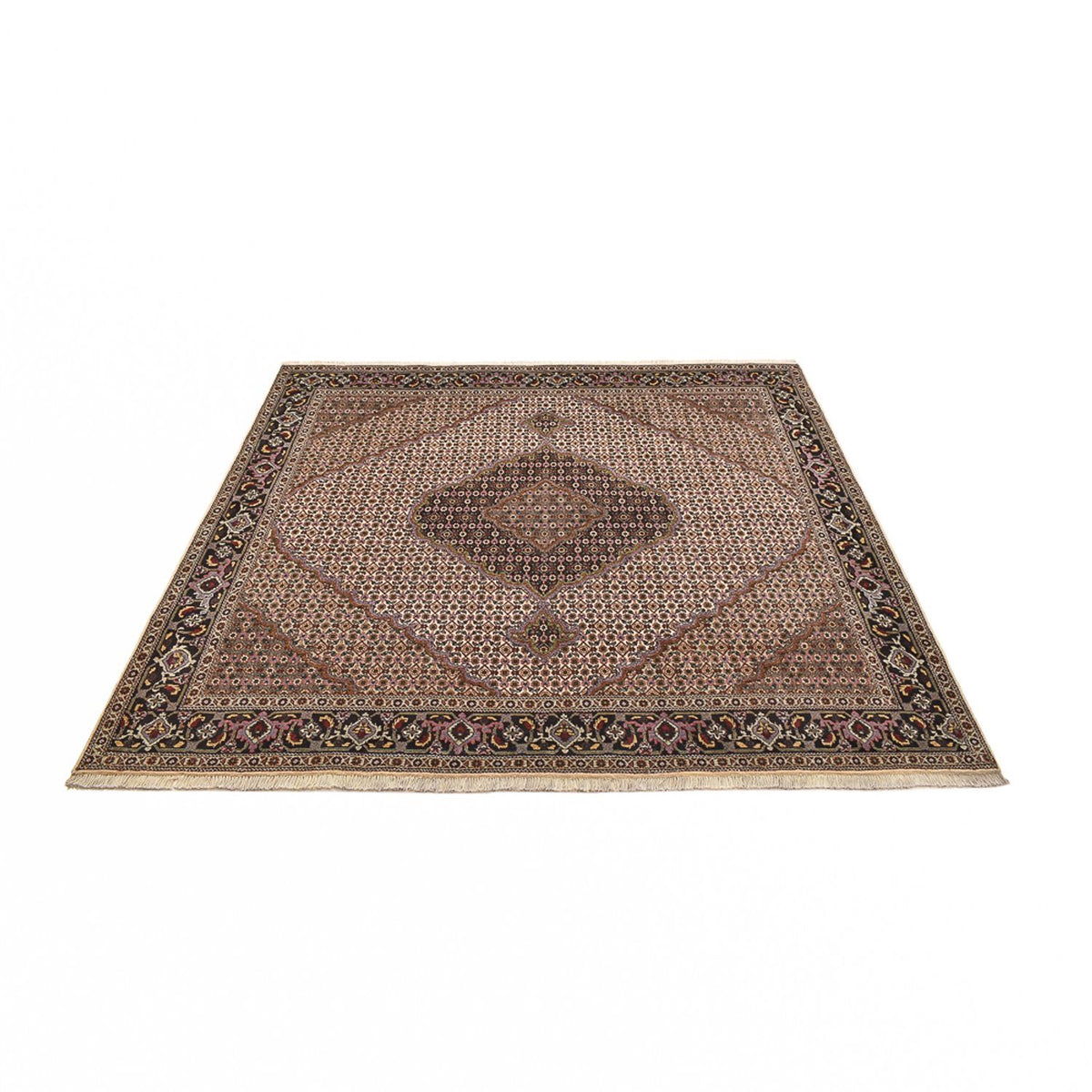 Tappeto Persero - Tabriz - Reale quadrato  - 204 x 204 cm - marrone