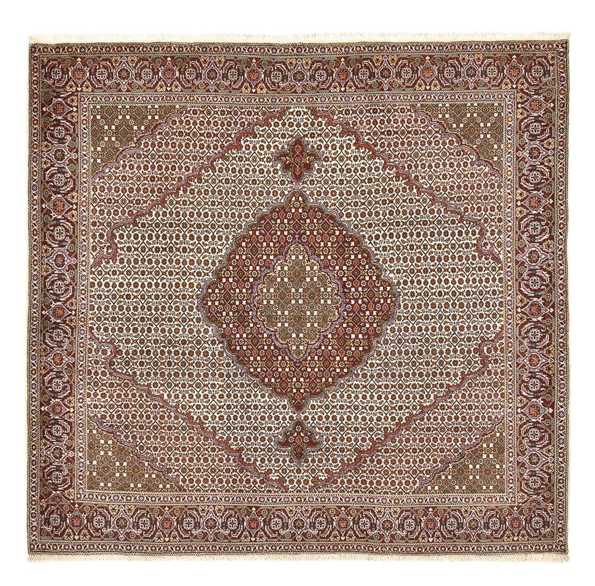 Tappeto Persero - Tabriz - Reale quadrato  - 204 x 200 cm - marrone