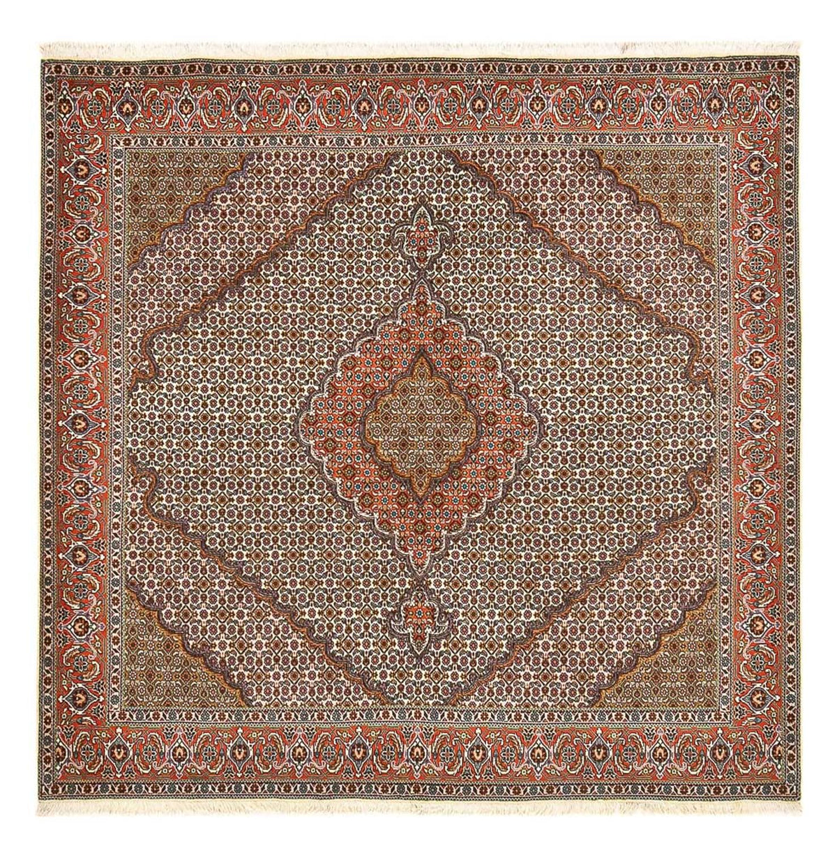 Tappeto Persero - Tabriz - Reale quadrato  - 210 x 206 cm - ruggine