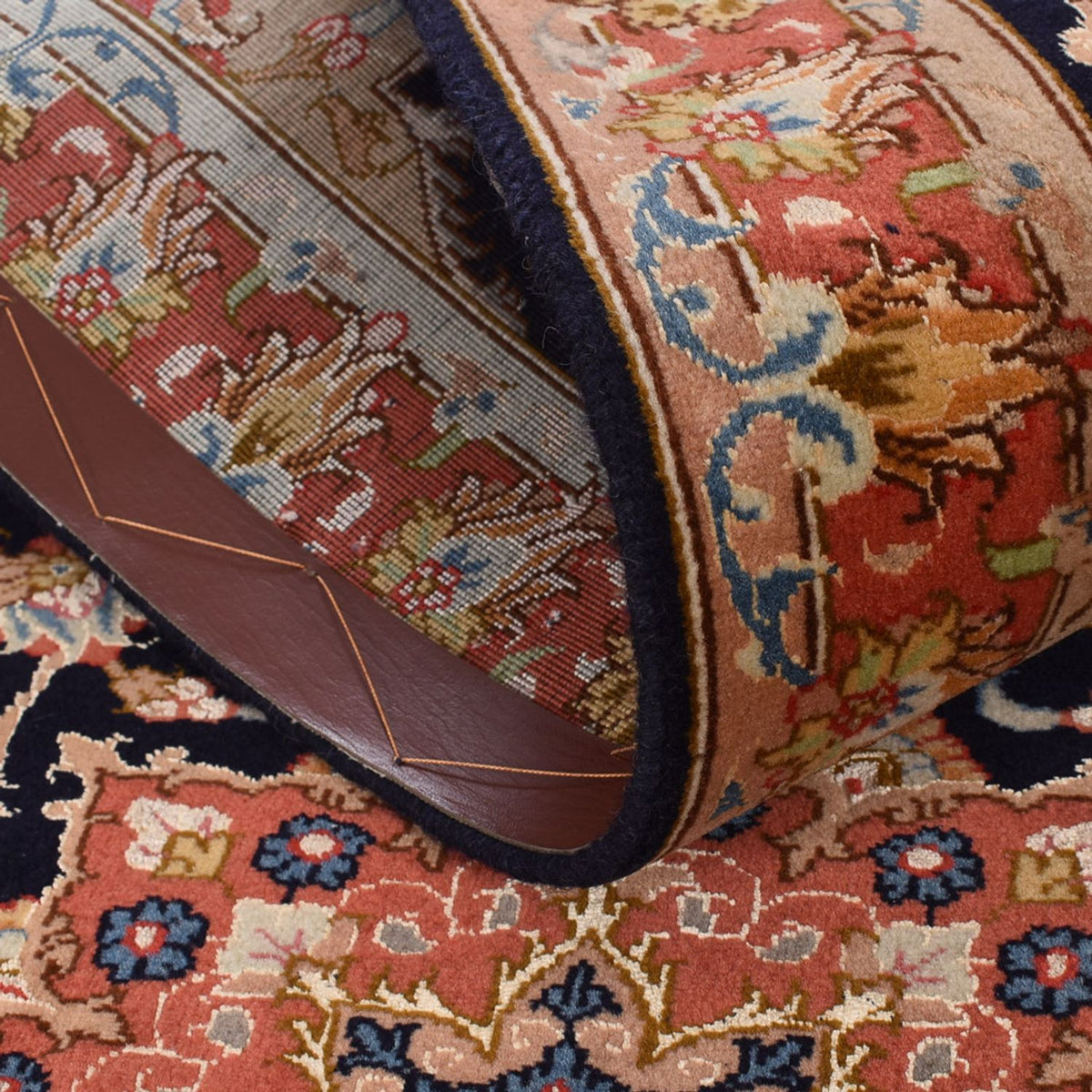 Tappeto corsia Tappeto Persero - Tabriz - Reale - 380 x 75 cm - blu scuro