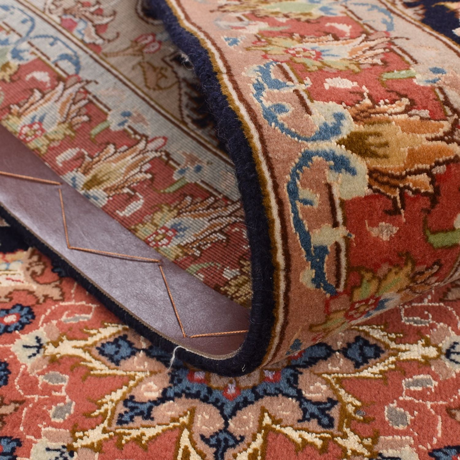 Tappeto corsia Tappeto Persero - Tabriz - Reale - 380 x 75 cm - blu scuro