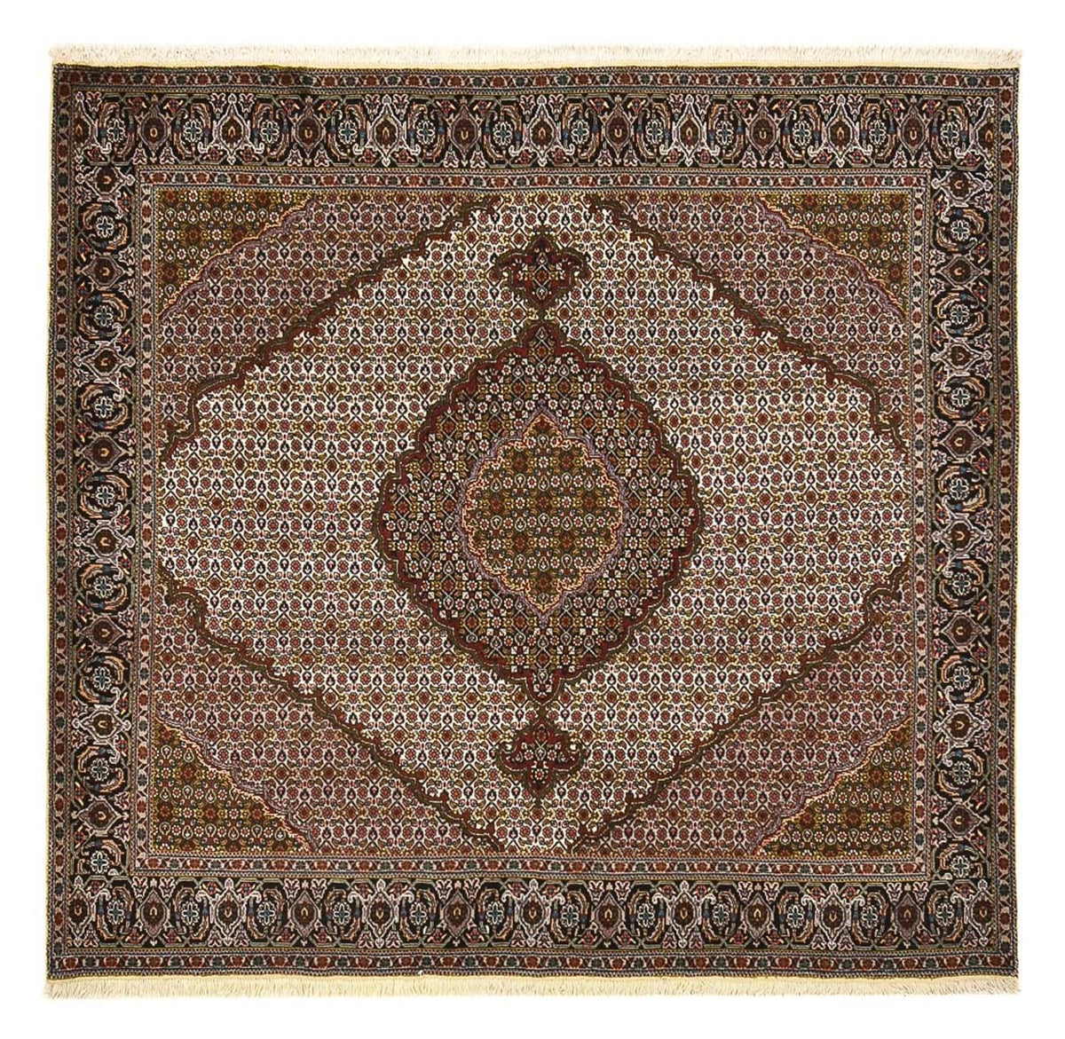 Tappeto Persero - Tabriz - Reale quadrato  - 203 x 200 cm - marrone