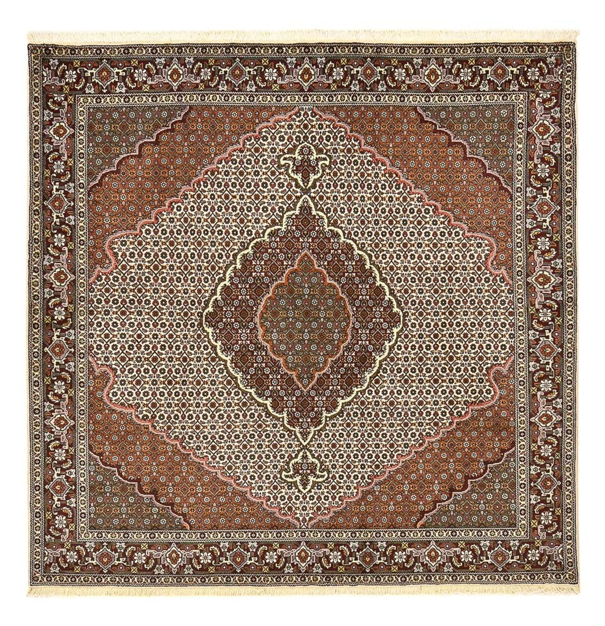 Tappeto Persero - Tabriz - Reale quadrato  - 205 x 201 cm - marrone chiaro